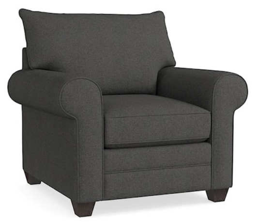 Alexander BasketWeave Charcoal Roll Arm Chair