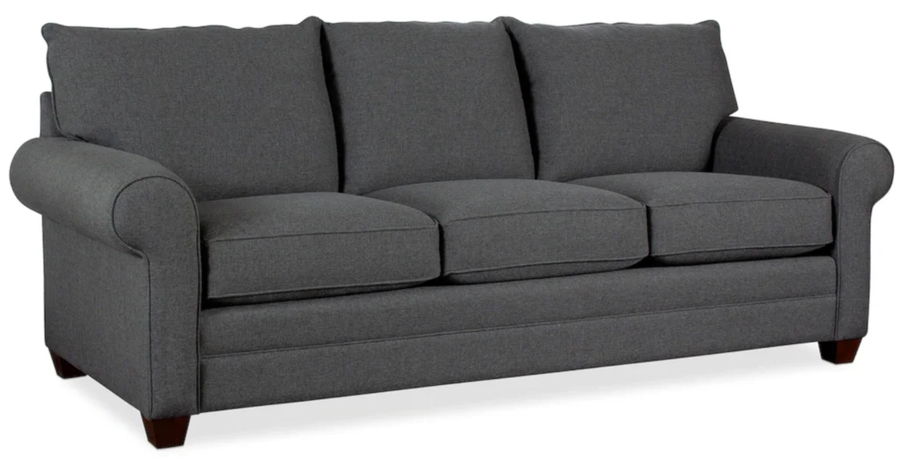 Alexander BasketWeave Charcoal Roll Arm Sofa