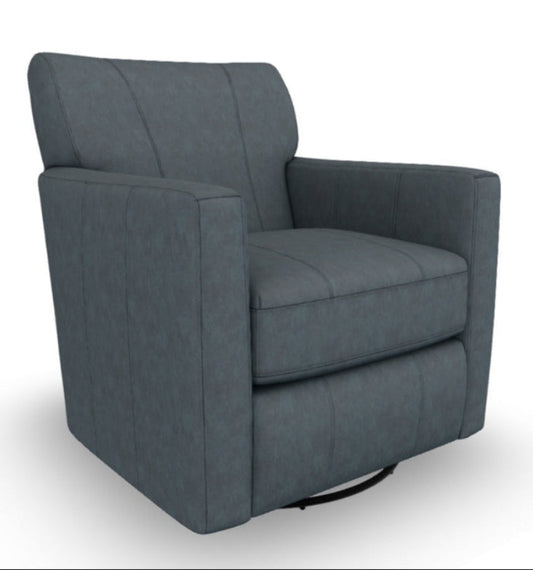 Caroly Indigo Leather Swivel Glider
