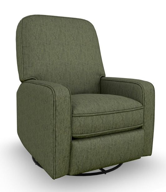 Green recliner chair on a swivel glider base