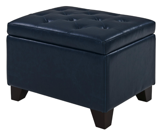 Julian Vintage Blue Storage Ottoman