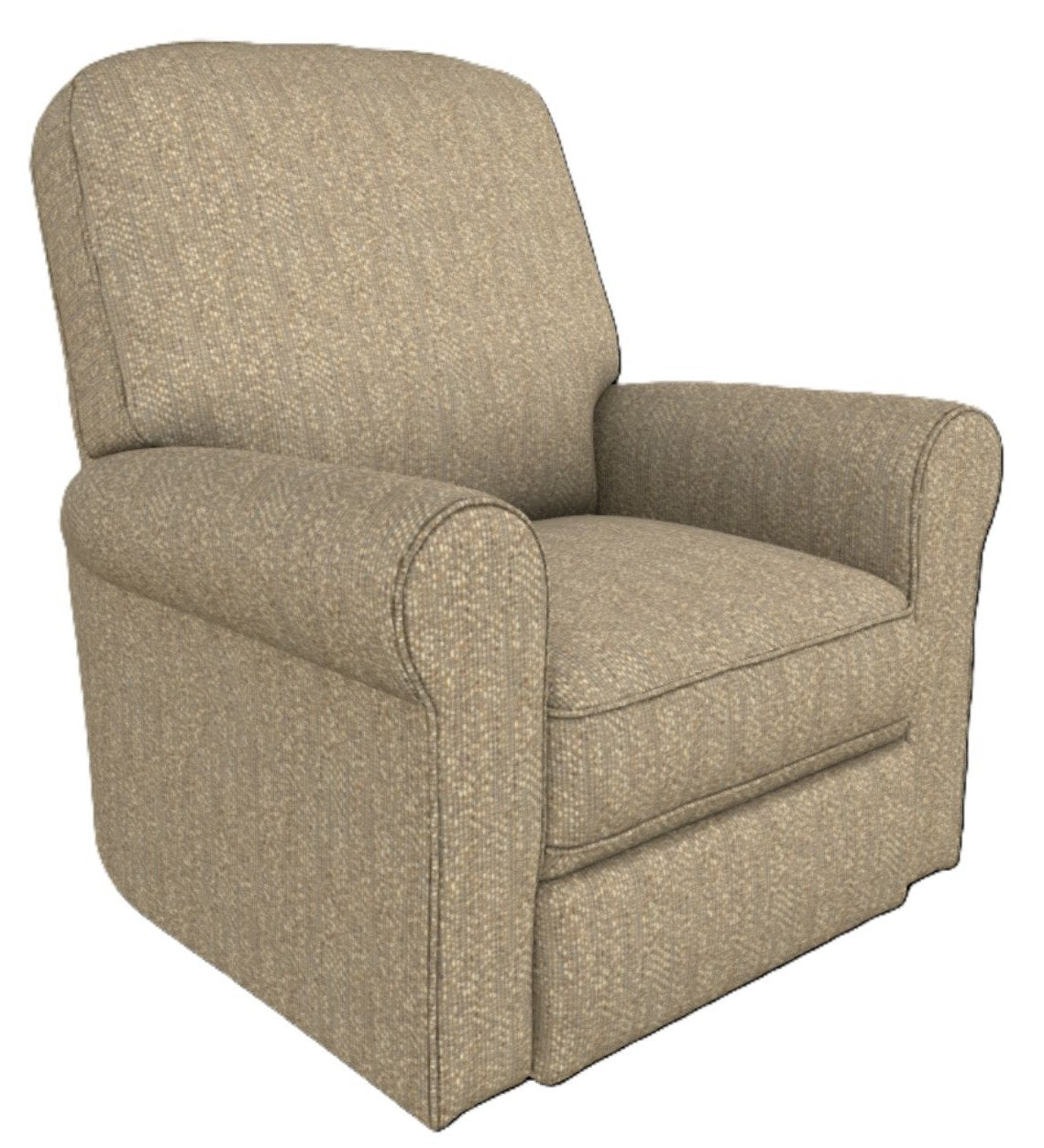 Textured taupe recliner chair on a swivel glider base