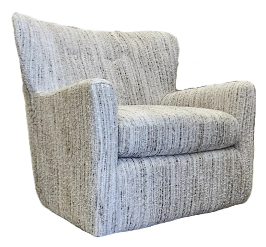 Multi neutral textured stripe accent chair on swivel glider base
