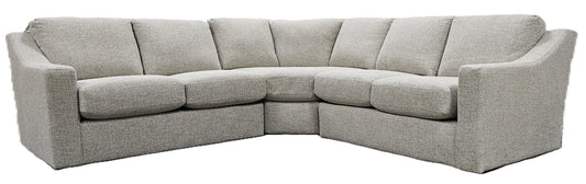 Gray and beige three piece slope track arm  sectional on hidden disc feet