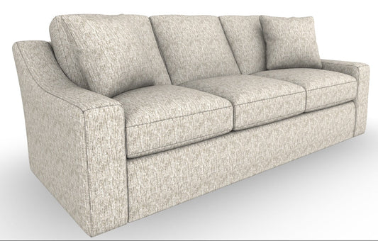 Alabaster tweed slope track arm sofa on hidden disc feet