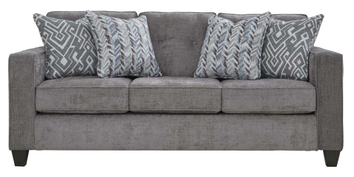 Warm ray sofa track arms on dark brown feet
