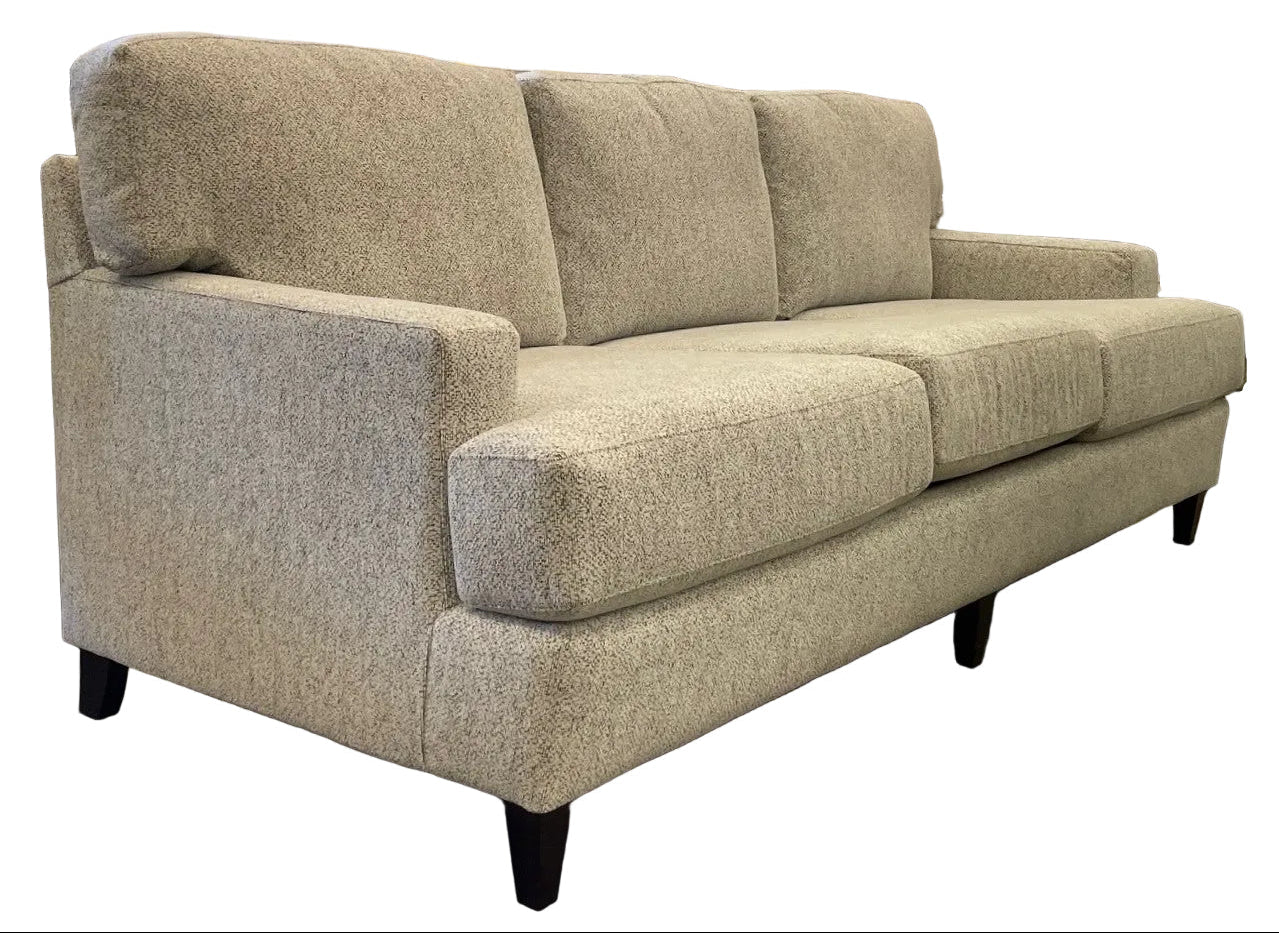 Beige sofa on a espresso legs