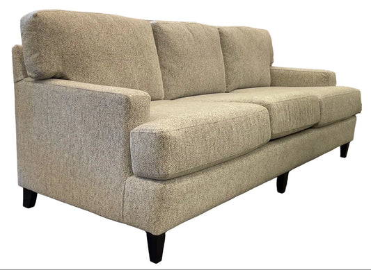 Beige sofa on a espresso legs