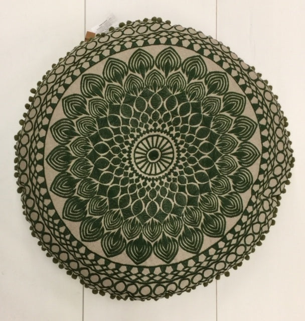 Green Round Embroidered Stable Pillow