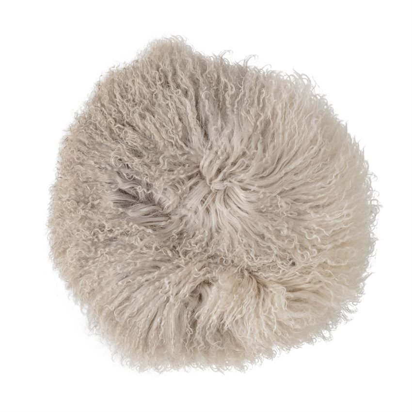 Tibetan Lamb Fur Pillow Dip-Dye Round